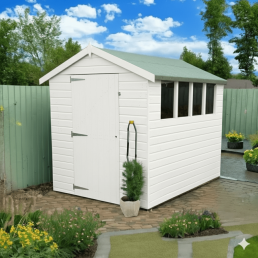 white wooden shed