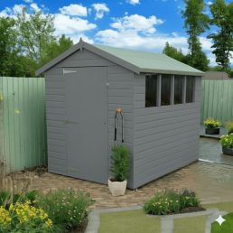 grey wooden shed