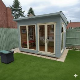 blue timber garden room